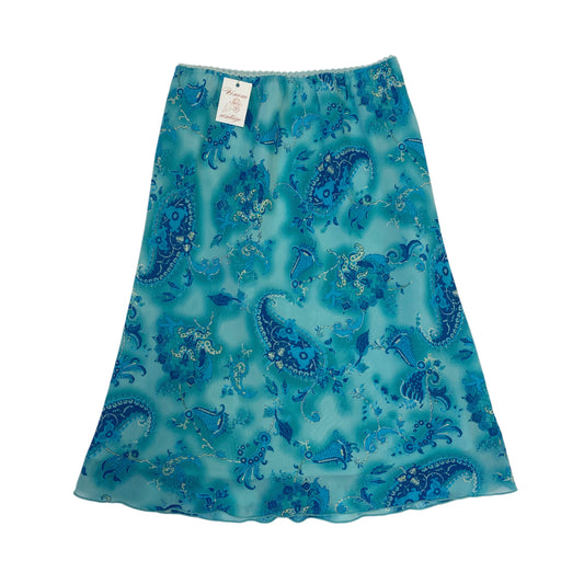 Blue Paisley Midi Skirt (S-M)